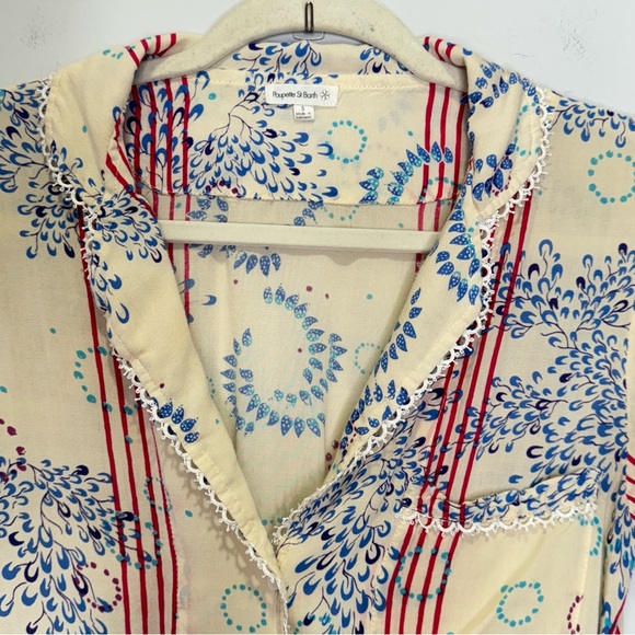 Poupette St Barth Boho Lightweight Nautical V-neck Button Romper Elastic Waist - Picture 5 of 15